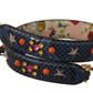 Blue Exotic Leather Crystals Reversible Shoulder Strap