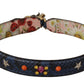 Blue Exotic Leather Crystals Reversible Shoulder Strap