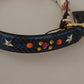 Blue Exotic Leather Crystals Reversible Shoulder Strap