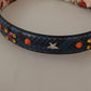 Blue Exotic Leather Crystals Reversible Shoulder Strap