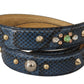 Blue Exotic Leather Crystals Shoulder Strap