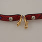 Chic Red Python Leather Shoulder Strap