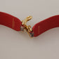Brown Python Leather Crystals Shoulder Strap