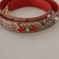 Brown Python Leather Crystals Shoulder Strap