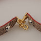 Brown Python Leather Crystals Shoulder Strap