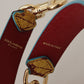 Yellow Red Leather Gold Tone Shoulder Strap