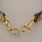 Yellow Red Leather Gold Tone Shoulder Strap