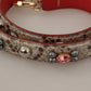 Beige Exotic Leather Studded Shoulder Strap