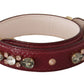 Bordeaux Leather Crystals Bag Shoulder Strap