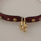 Bordeaux Leather Crystals Bag Shoulder Strap