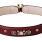 Bordeaux Leather Crystals Bag Shoulder Strap