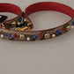 Brown Python Leather Studded Shoulder Strap