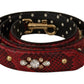 Red Python Leather Crystals Reversible Shoulder Strap