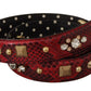 Red Python Leather Crystals Reversible Shoulder Strap