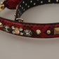 Red Python Leather Crystals Reversible Shoulder Strap