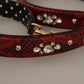 Red Python Leather Crystals Reversible Shoulder Strap