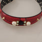 Red Python Leather Crystals Reversible Shoulder Strap