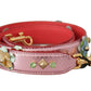 Elegant Metallic Pink Leather Shoulder Strap