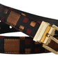 Multicolor Leather Belt with Gold Buckle