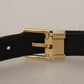 Multicolor Leather Belt with Gold Buckle