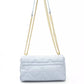 Elegant Light Blue Shoulder Bag with Golden Accents