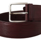 Elegant Maroon Leather Belt with Engraved Buckle