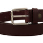 Elegant Maroon Leather Belt with Logo Buckle