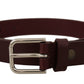 Elegant Maroon Leather Belt with Logo Buckle