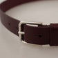 Elegant Maroon Leather Belt with Logo Buckle