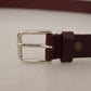 Elegant Maroon Leather Belt with Logo Buckle