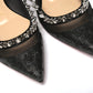 Black Silver Flat Point Toe Shoe