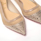 Silver Flat Point Toe Crystals Shoe