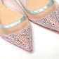 Silver Rose Flat Point Crystals Toe Shoe