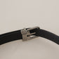 Elegant Black Canvas & Leather Belt