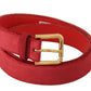 Elegant Red Suede Designer Belt