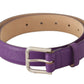 Elegant Purple Leather Belt with Logo Buckle