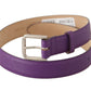 Elegant Purple Leather Belt with Logo Buckle