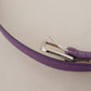 Elegant Purple Leather Belt with Logo Buckle