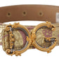 Chic Gold and Pink Leather Belt