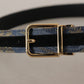 Elegant Navy Blue Leather Belt