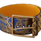 Elegant Blue Leather Belt with Metal Buckle