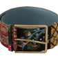 Multicolor Canvas Leather Statement Belt