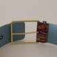 Multicolor Canvas Leather Statement Belt