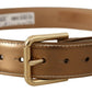 Elegant Bronze Leather Belt with Logo Buckle