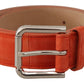 Elegant Suede Leather Belt in Vibrant Orange