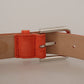 Elegant Suede Leather Belt in Vibrant Orange