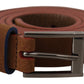 Chic Suede Belt with Logo Engraved Buckle