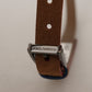 Chic Suede Belt with Logo Engraved Buckle