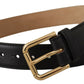 Elegant Leather Belt with Logo Buckle