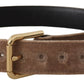 Elegant Velvet Logo Buckle Belt